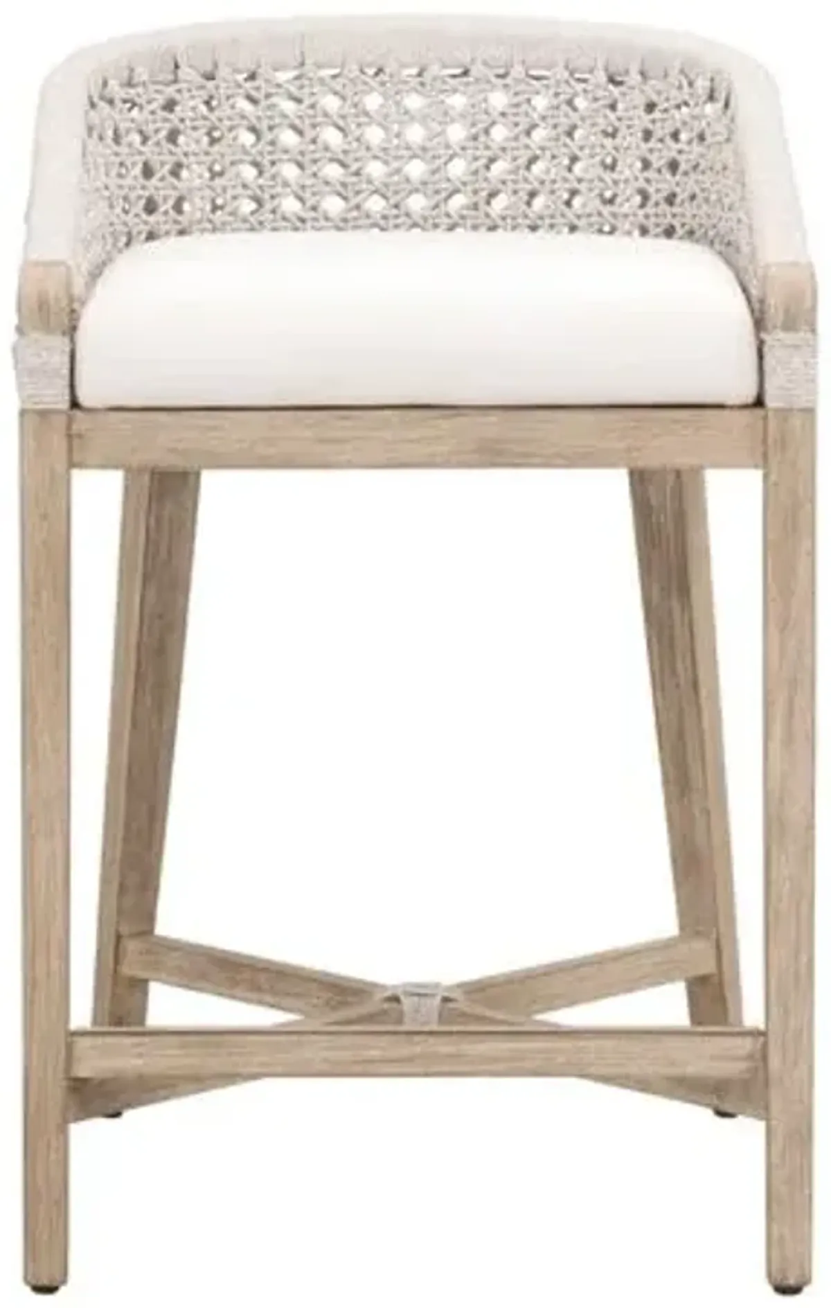 Sunny Mahogany/Rope Counter Stool - Pearl/Natural Gray