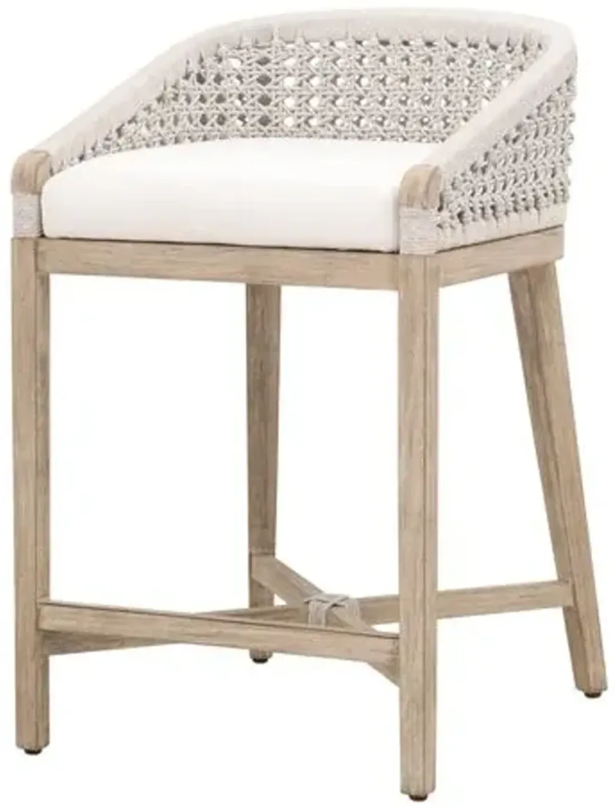 Sunny Mahogany/Rope Counter Stool - Pearl/Natural Gray