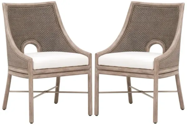S/2 Zevron Mahogany/Cabana Loom Dining Chairs, French Gray/Pearl