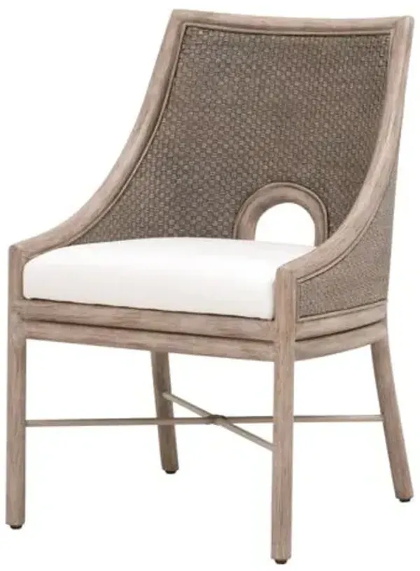 Set of 2 Zevron Mahogany/Cabana Loom Dining Chairs - French Gray/Pearl