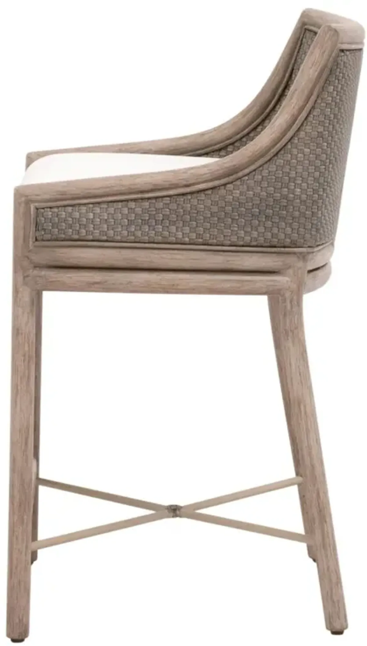 Zevron Mahgoany/Cabana Loom Counter Stool - French Gray/Pearl