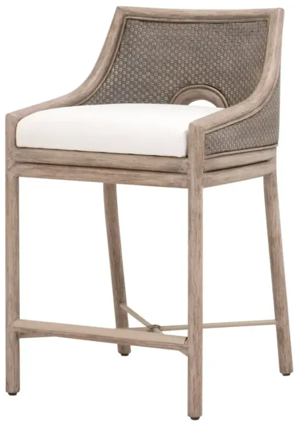 Zevron Mahgoany/Cabana Loom Counter Stool - French Gray/Pearl