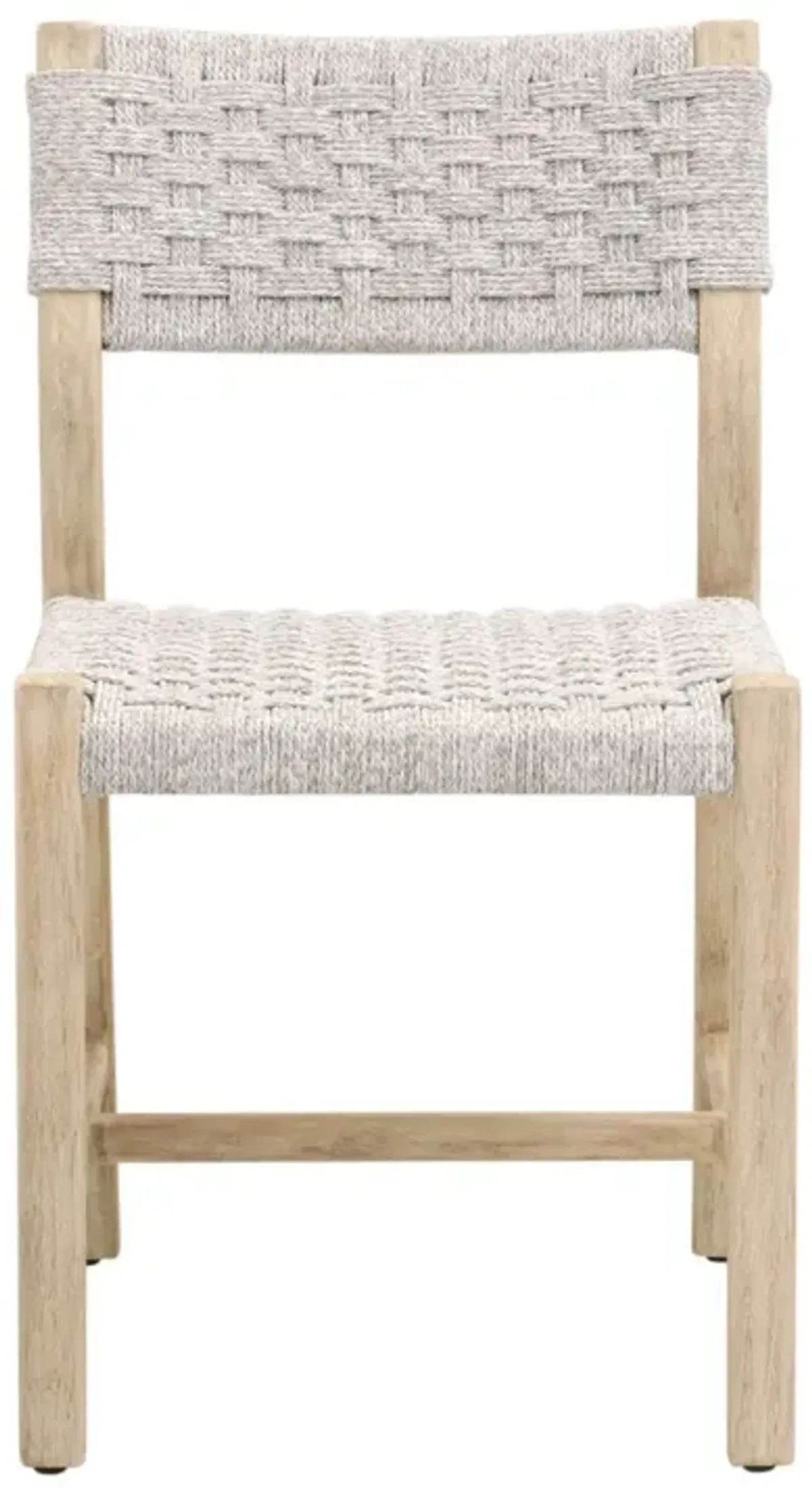S/2 Keiras Indoor/Outdoor Teak/Rope Dining Chairs, White Speckle