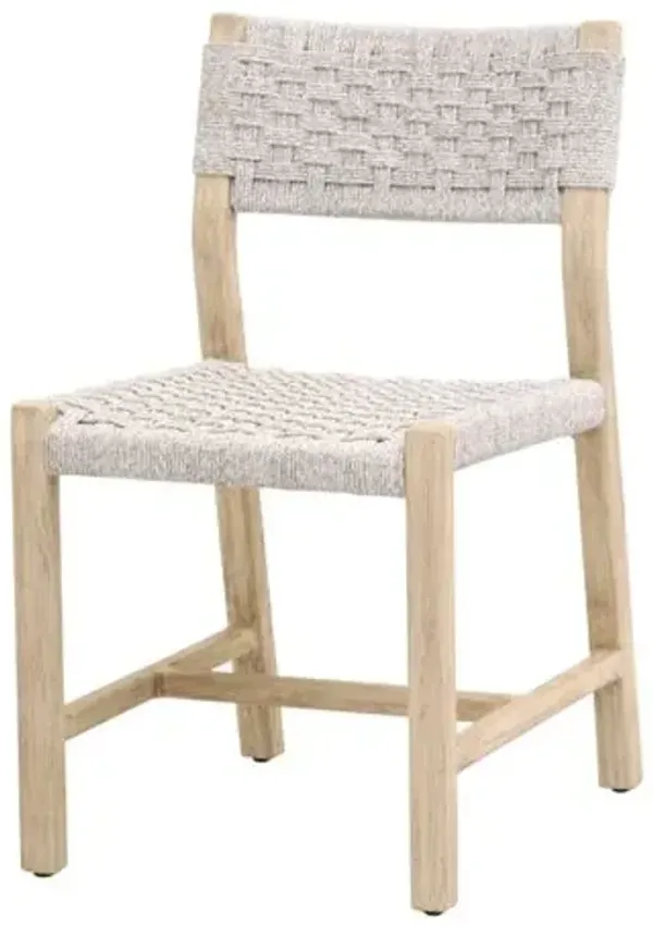 Set of 2 Keiras Indoor/Outdoor Teak/Rope Dining Chairs - White Speckle