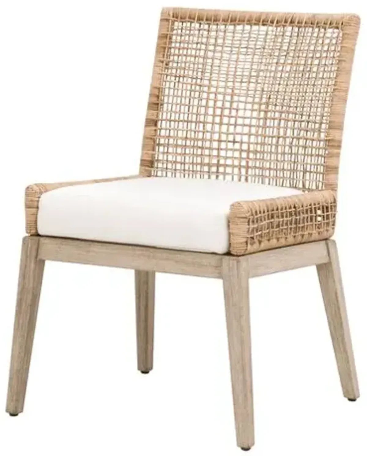 Set of 2 Rhilan Mahogany/Rattan Dining Chairs - Natural/Pearl - Brown