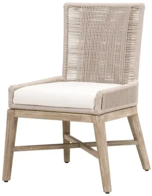 Set of 2 Myrielle Mahogany/Rope Dining Chairs - Oyster/Pearl Performance - White