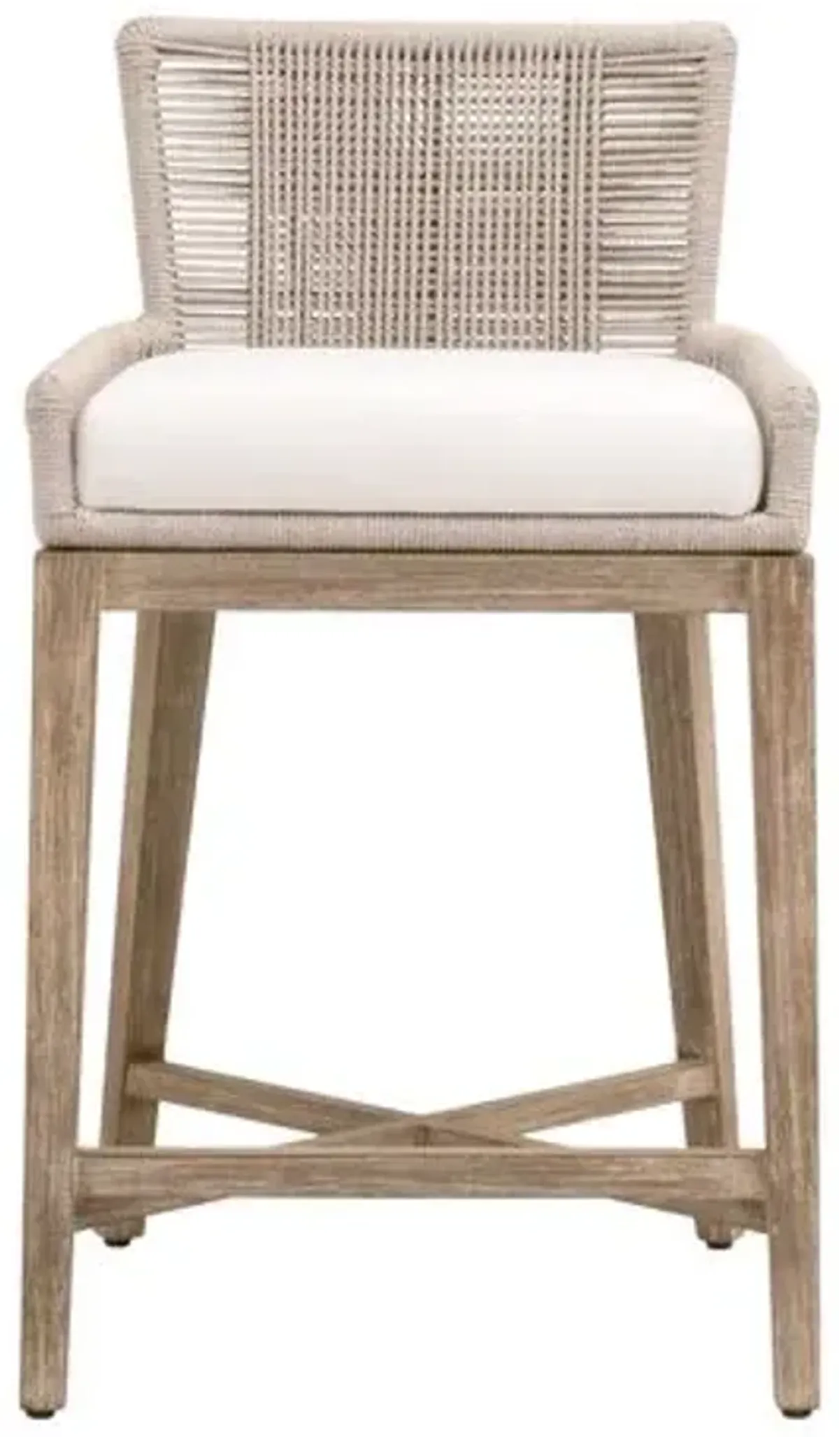 Myrielle Mahogany/Rope Counter Stool - Oyster/Pearl Performance
