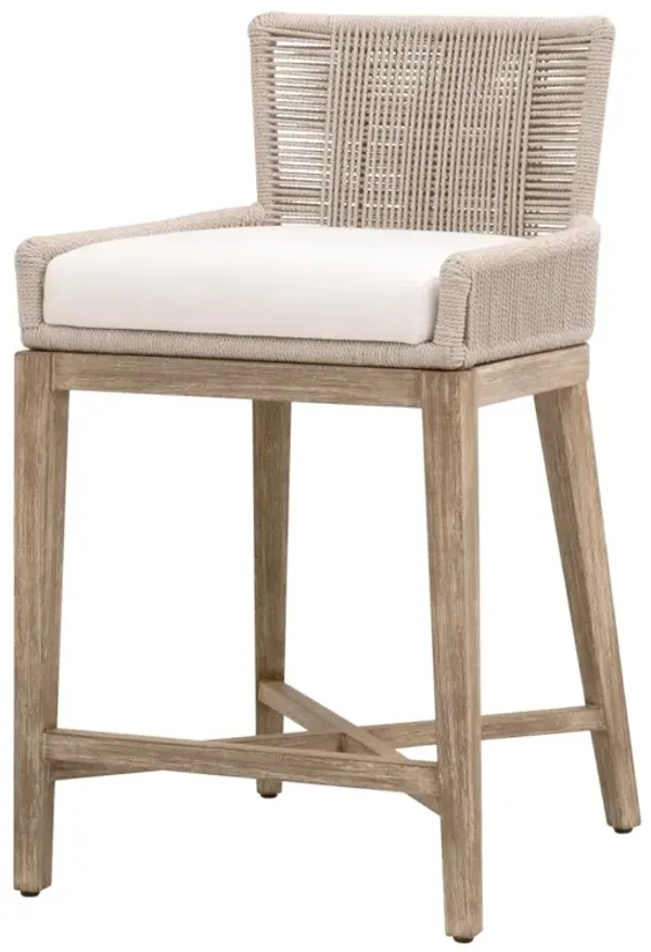 Myrielle Mahogany/Rope Counter Stool - Oyster/Pearl Performance