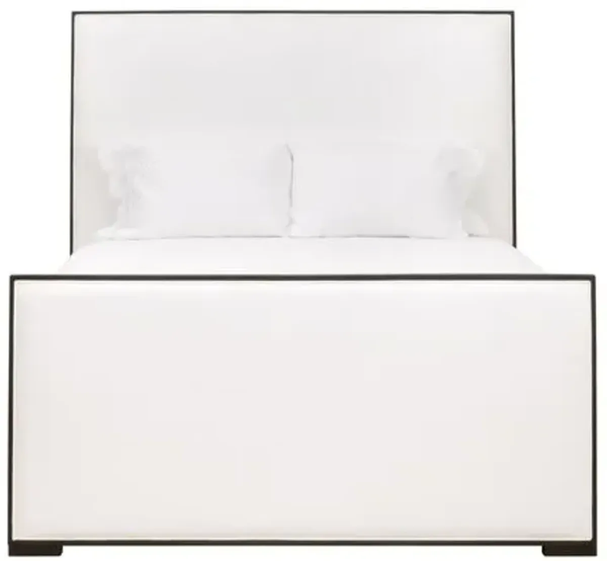 Remy Upholstered Bed with Footboard - Brown Oak/Pearl Performance - White