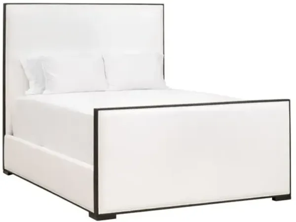 Remy Upholstered Bed with Footboard - Brown Oak/Pearl Performance - White