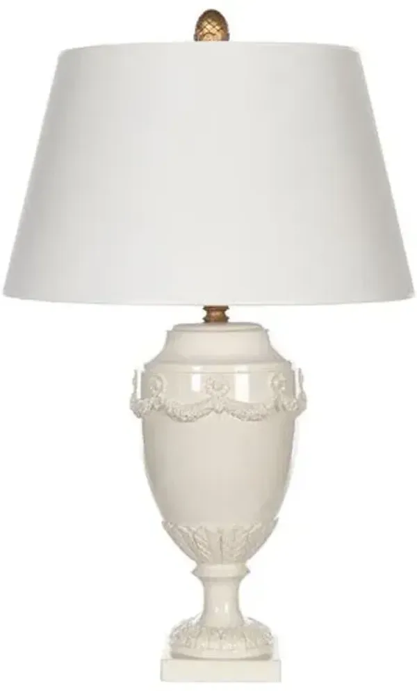 Melea Markell Cleo Seagrass Ceramic Table Lamp - White - Bradburn Home