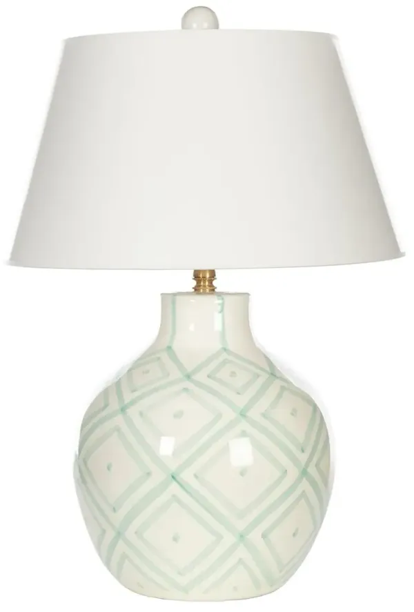 Melea Markell Aqua Prism Ceramic Table Lamp - White/Green - Bradburn Home