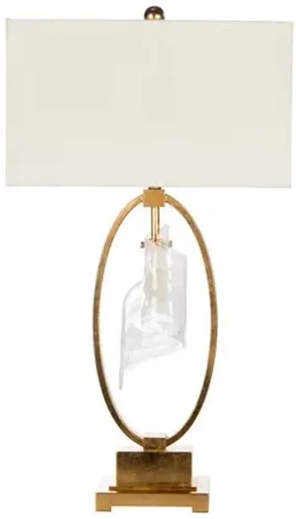 Appian Glass Sculptural Table Lamp - Brass/Clear - Bradburn Home