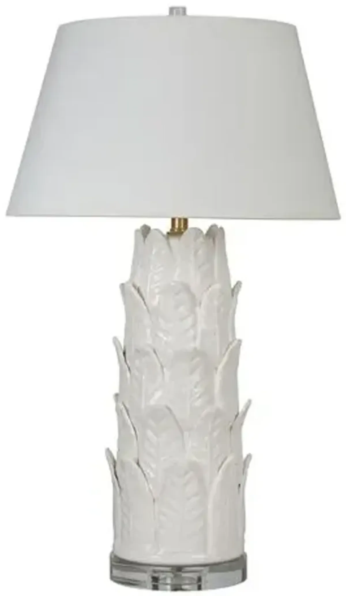 Kona Palm Blanc Ceramic Table Lamp - White - Bradburn Home