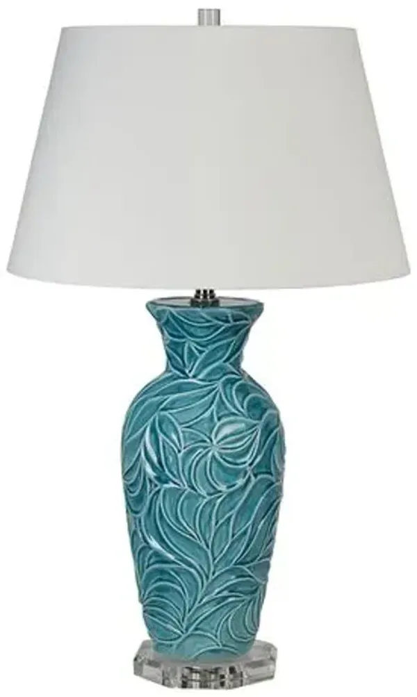 Wyndam Drift Ceramic Table Lamp - Teal - Bradburn Home - Blue