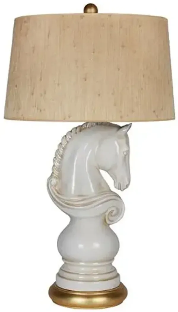 Cavalier Couture Ceramic Table Lamp - White - Bradburn Home