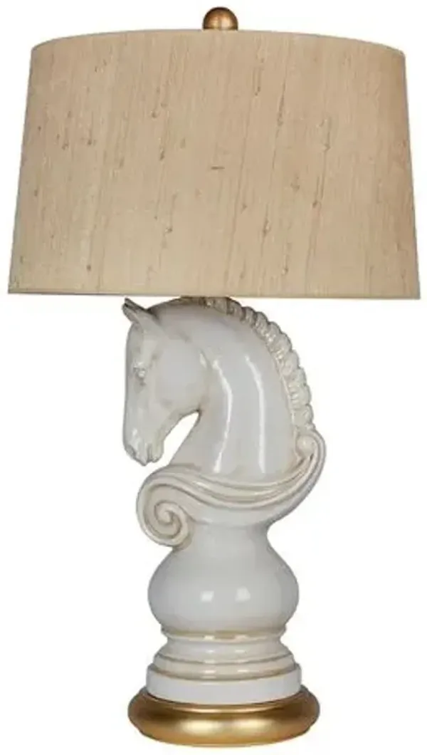 Cavalier Couture Ceramic Table Lamp - White - Bradburn Home