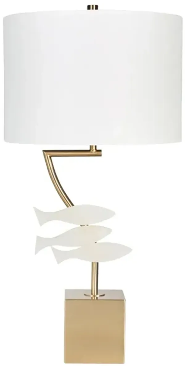Barclay Butera - Bradburn Home - Bonita Wave Alabaster Fish Table Lamp - Brass/White