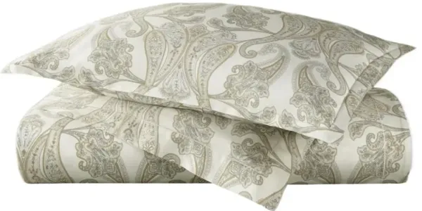 Classic Printed Cotton Sateen Duvet Set, Pearl