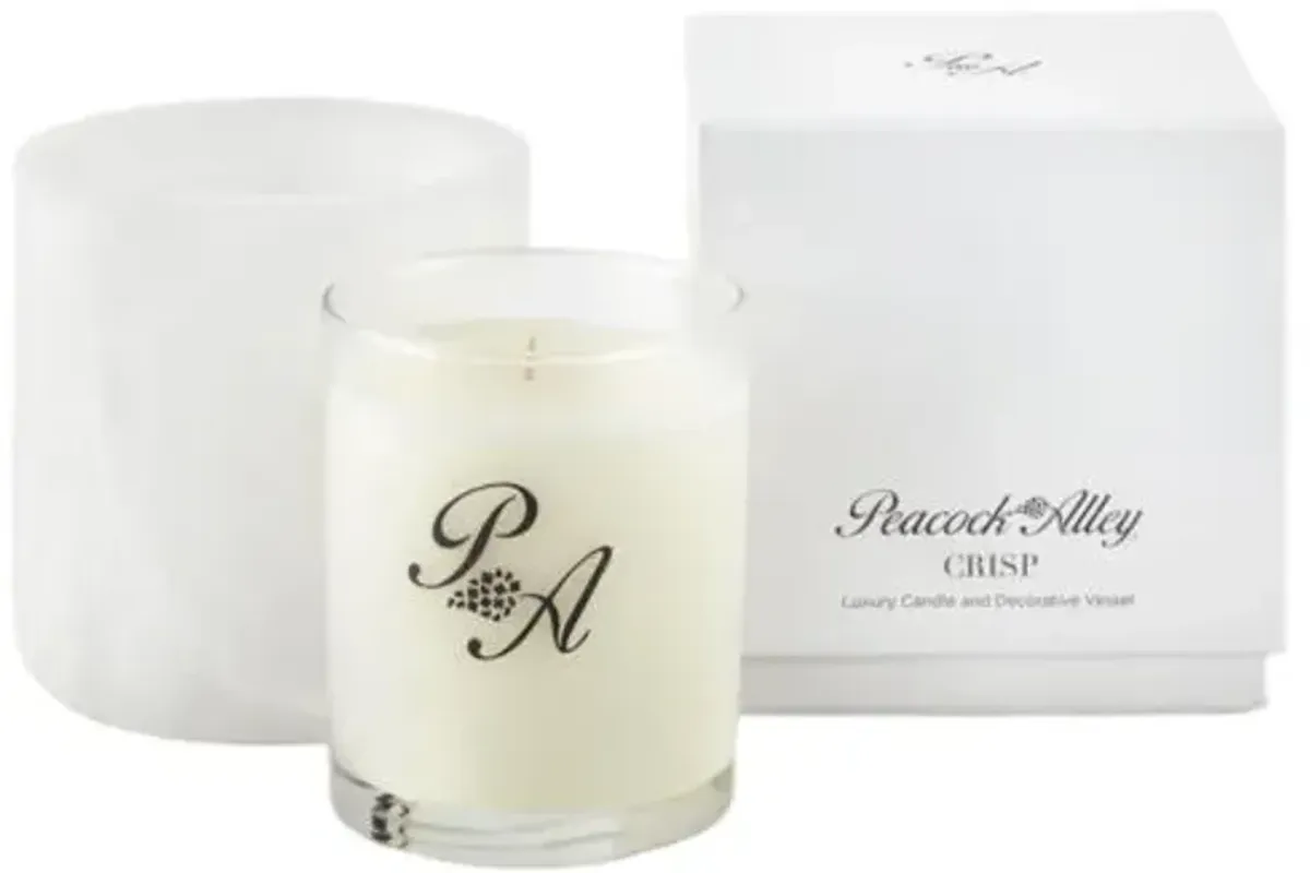Crisp 7.5oz Candle Gift Box Set With Alabaster Decorative Vessel - Peacock Alley - White