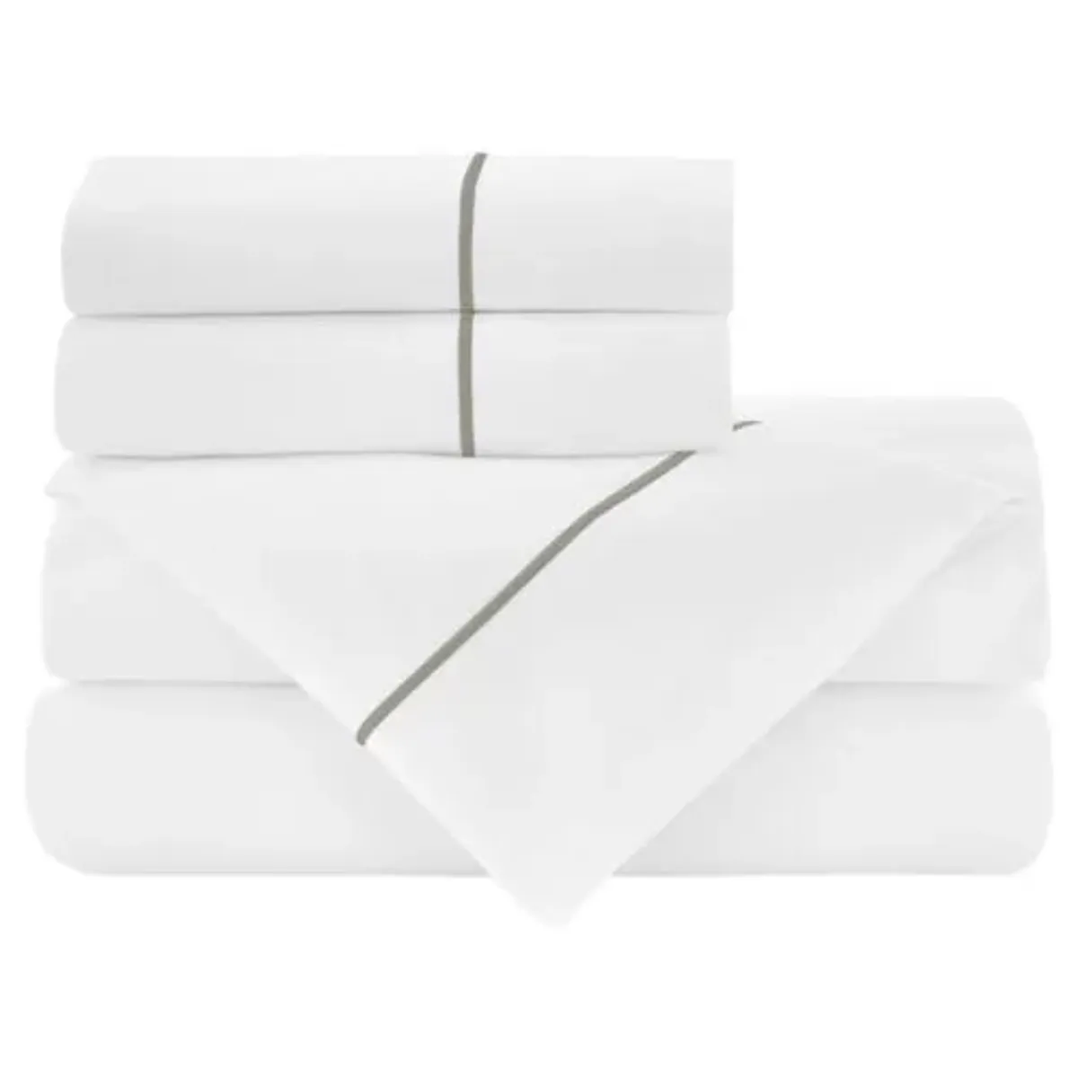 Soprano II Sateen Sheet Set - Peacock Alley - Silver, 300 Thread Count, Egyptian Cotton Sateen, Soft and Luxurious