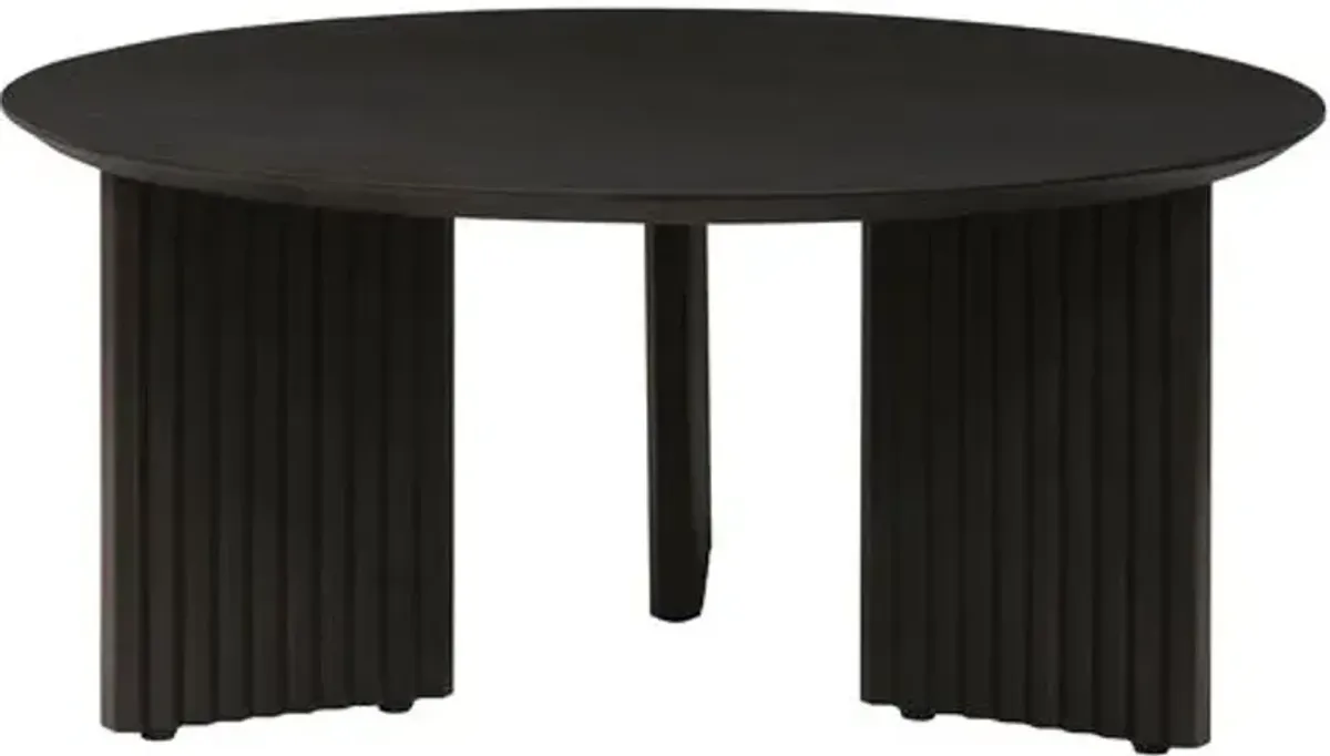Siona 36" Round Wooden Coffee Table - Black