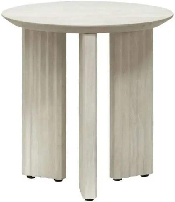 Siona 18" Round Wooden End Table - White
