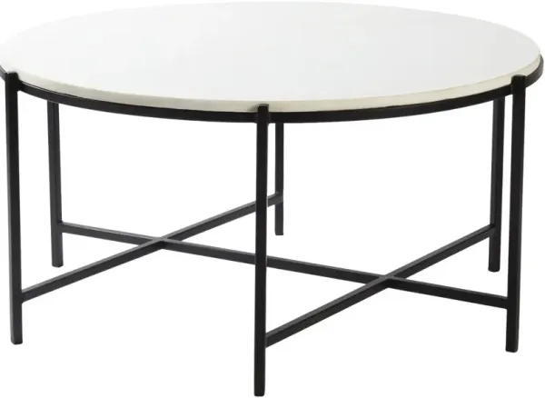 Zarina 34" Round Marble Top Coffee Table, White