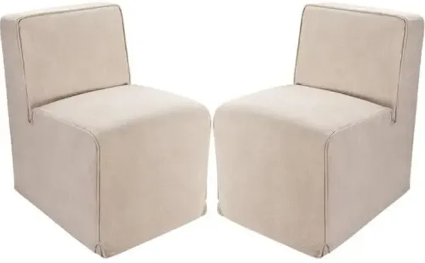 Set of 2 Orielle Linen Dining Chairs - Hemp - Black