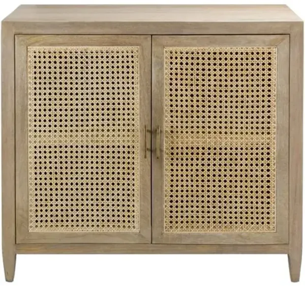 Yule 2-Door Rattan Cabinet - Brown