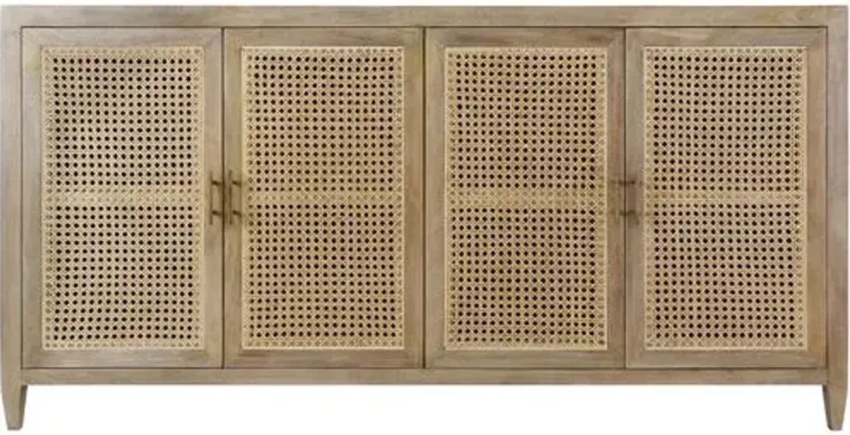 Yule 4-Door Rattan Sideboard - Natural - Handcrafted - Brown