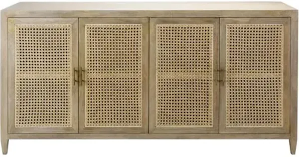 Yule 4-Door Rattan Sideboard - Natural - Handcrafted - Brown