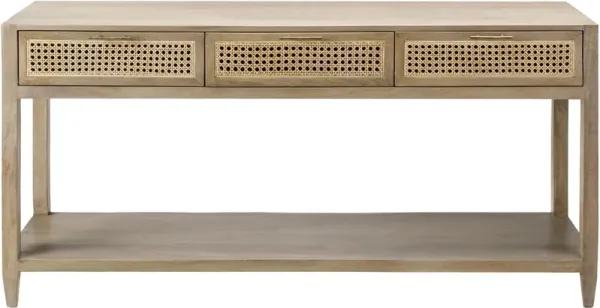 Yule 3-Drawer Rattan Console Table, Natural