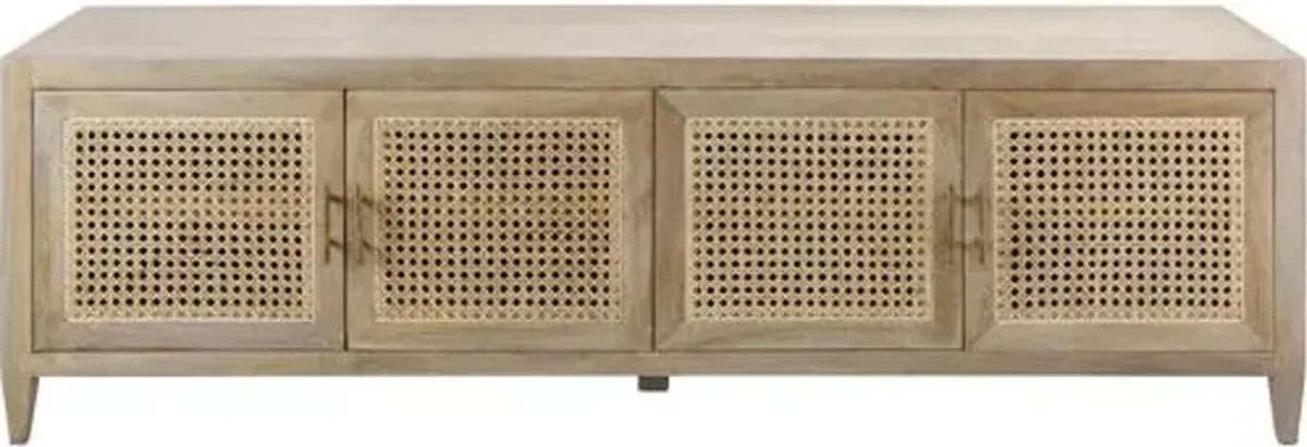 Yule 4-Door Rattan Media Cabinet - Natural - Brown