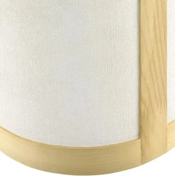 Selwyn 16" Lacquered Linen/Oak Round End Table - Beige