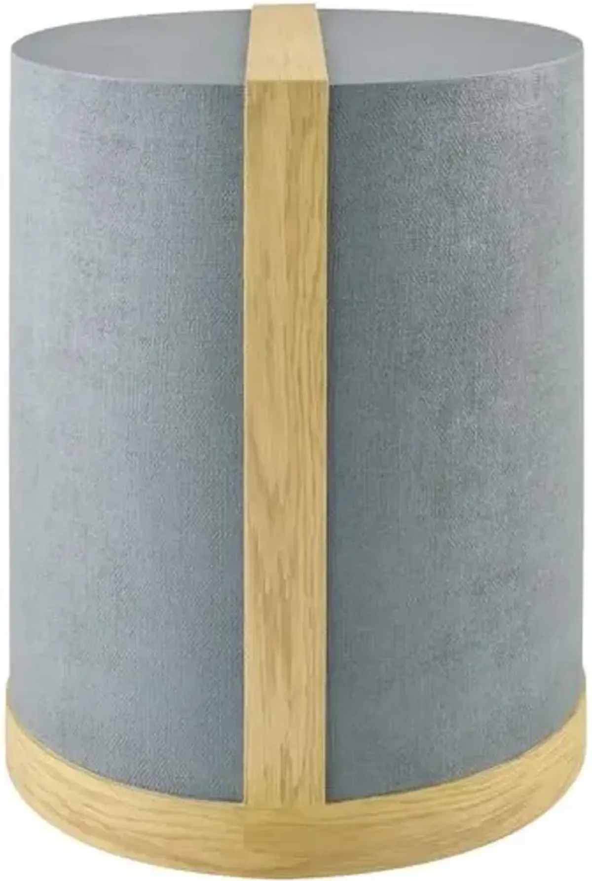 Selwyn 16" Lacquered Linen/Oak Round End Table - Blue