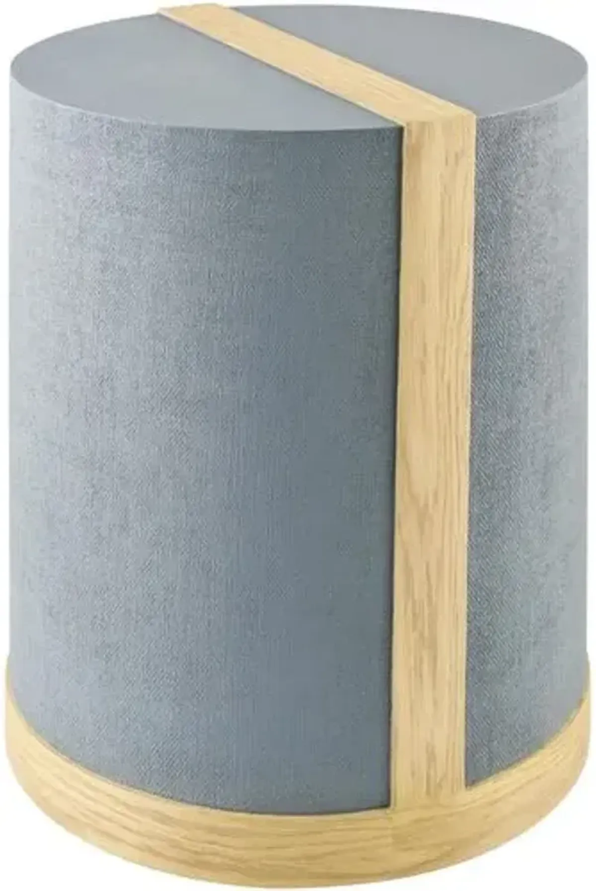 Selwyn 16" Lacquered Linen/Oak Round End Table - Blue