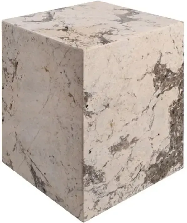 Lenora Granite End Table - Cream - Beige