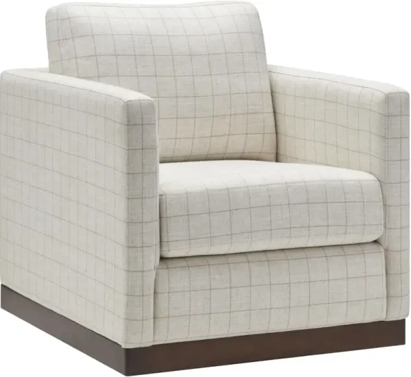 Sagan Linen Plaid Swivel Chair - Brown