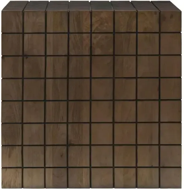 Kirrily 20" Cube Wooden End Table - Brown