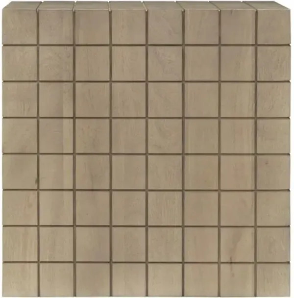 Kirrily 20" Cube Wooden End Table - Beige