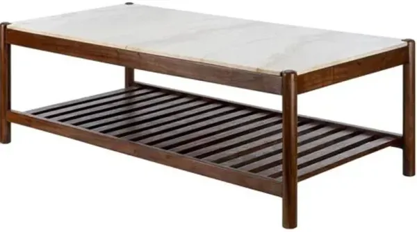 Yiliana Marble Top Coffee Table - Brown