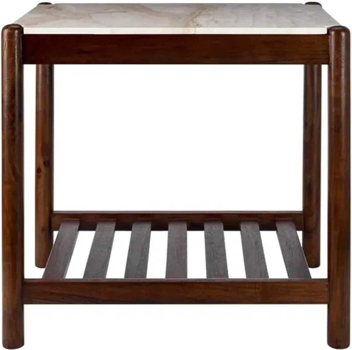 Yiliana Marble Top End Table - Brown