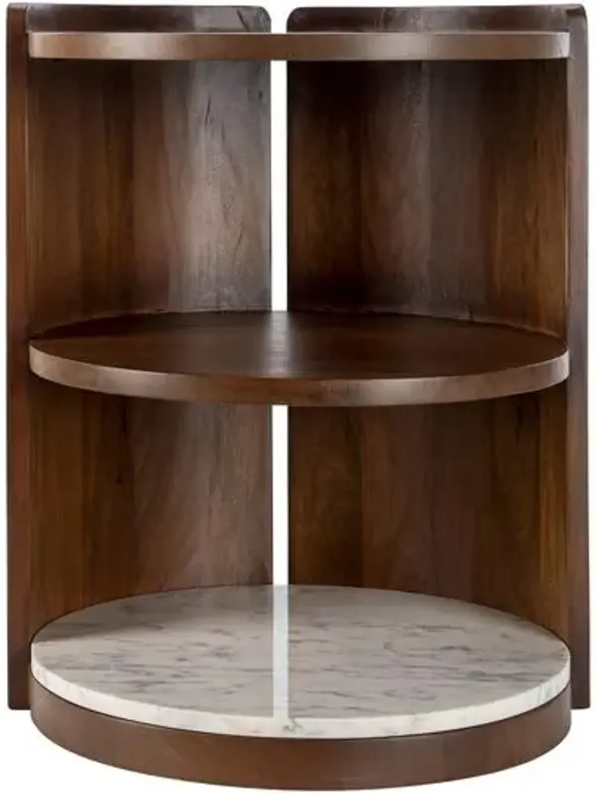 Isandro 3-Tier Wooden/Marble End Table - Brown