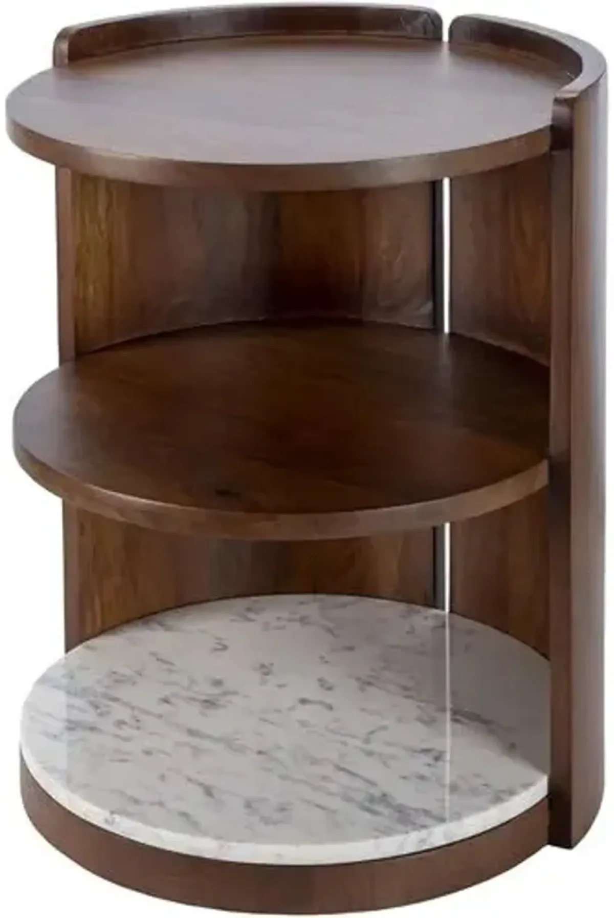 Isandro 3-Tier Wooden/Marble End Table - Brown
