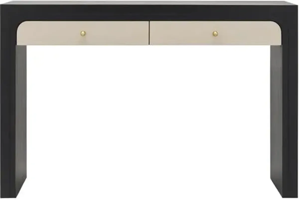 Odessa Two-Tone Oak Console Table/Desk - Black