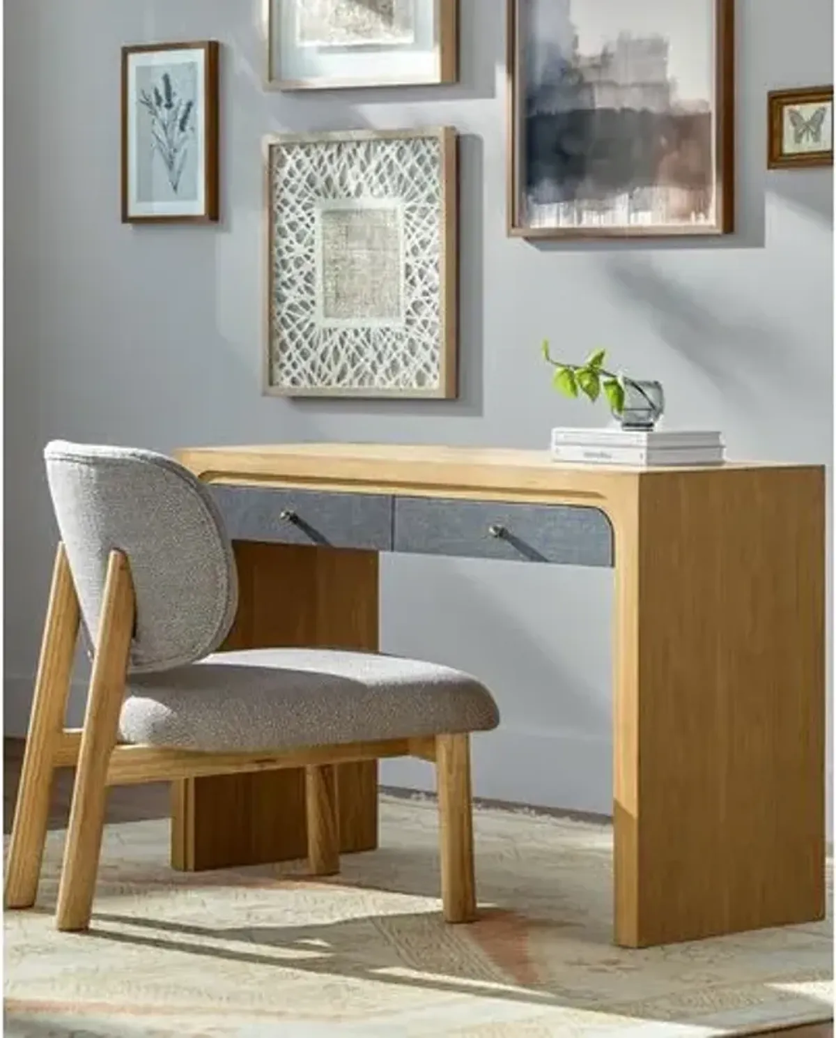 Odessa Two-Tone Oak Console Table/Desk - Brown