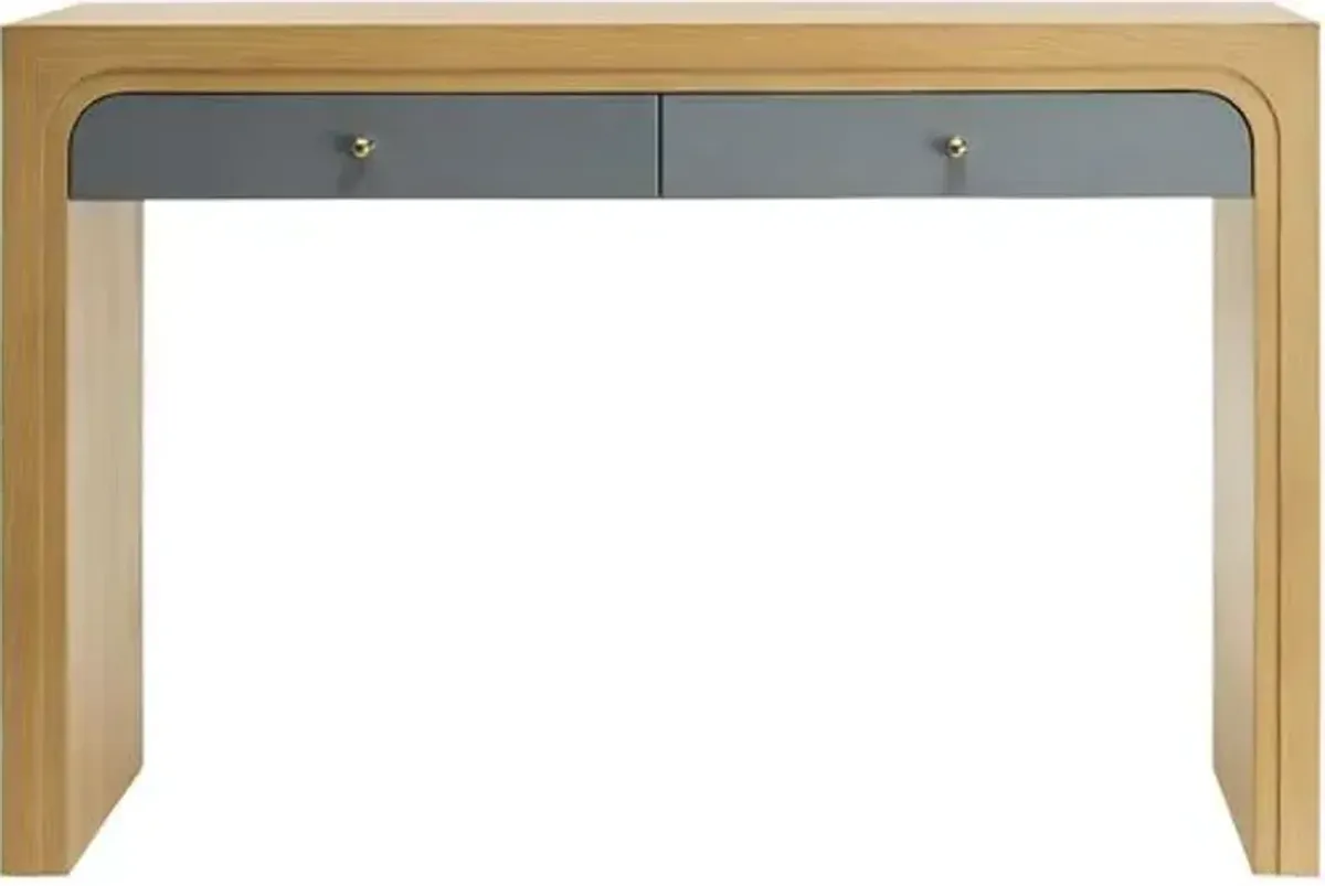 Odessa Two-Tone Oak Console Table/Desk - Brown