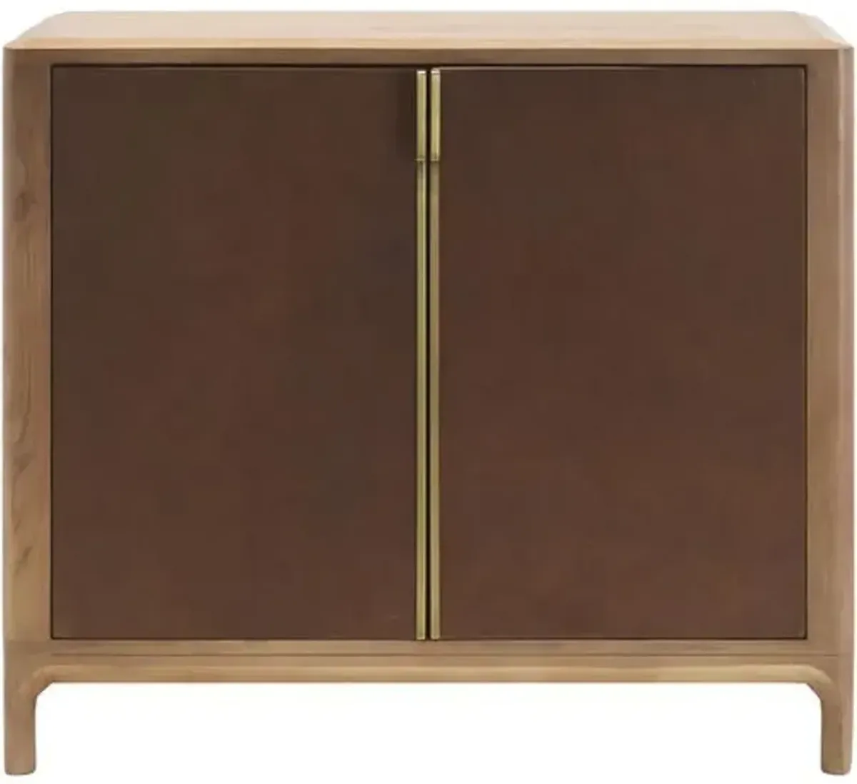 Ketzia 2-Door Leather Cabinet - Brown