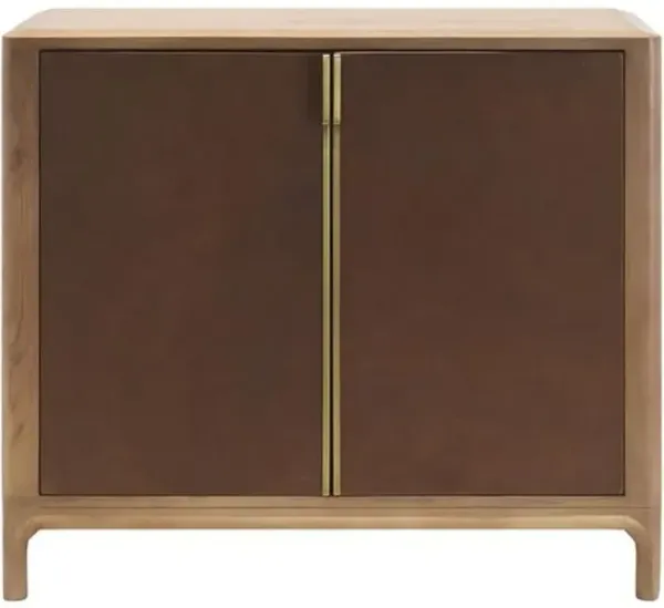 Ketzia 2-Door Leather Cabinet - Brown